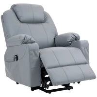 Poltrona Alzapersona Reclinabile fino a 135° con 8 Punti Massaggio, Telecomando e Poggiapiedi, 88x99x106 cm, Grigio