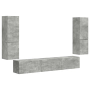 Set mobile TV 4 pz | Armadietto TV | Mobile Porta TV Grigio cemento Legno multistrato
