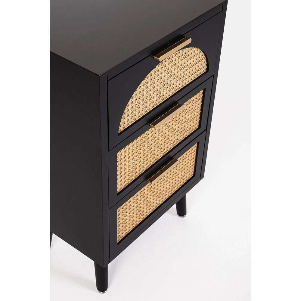 Cassettiera Legno Nero Stile Boho da Interno - JOSIE