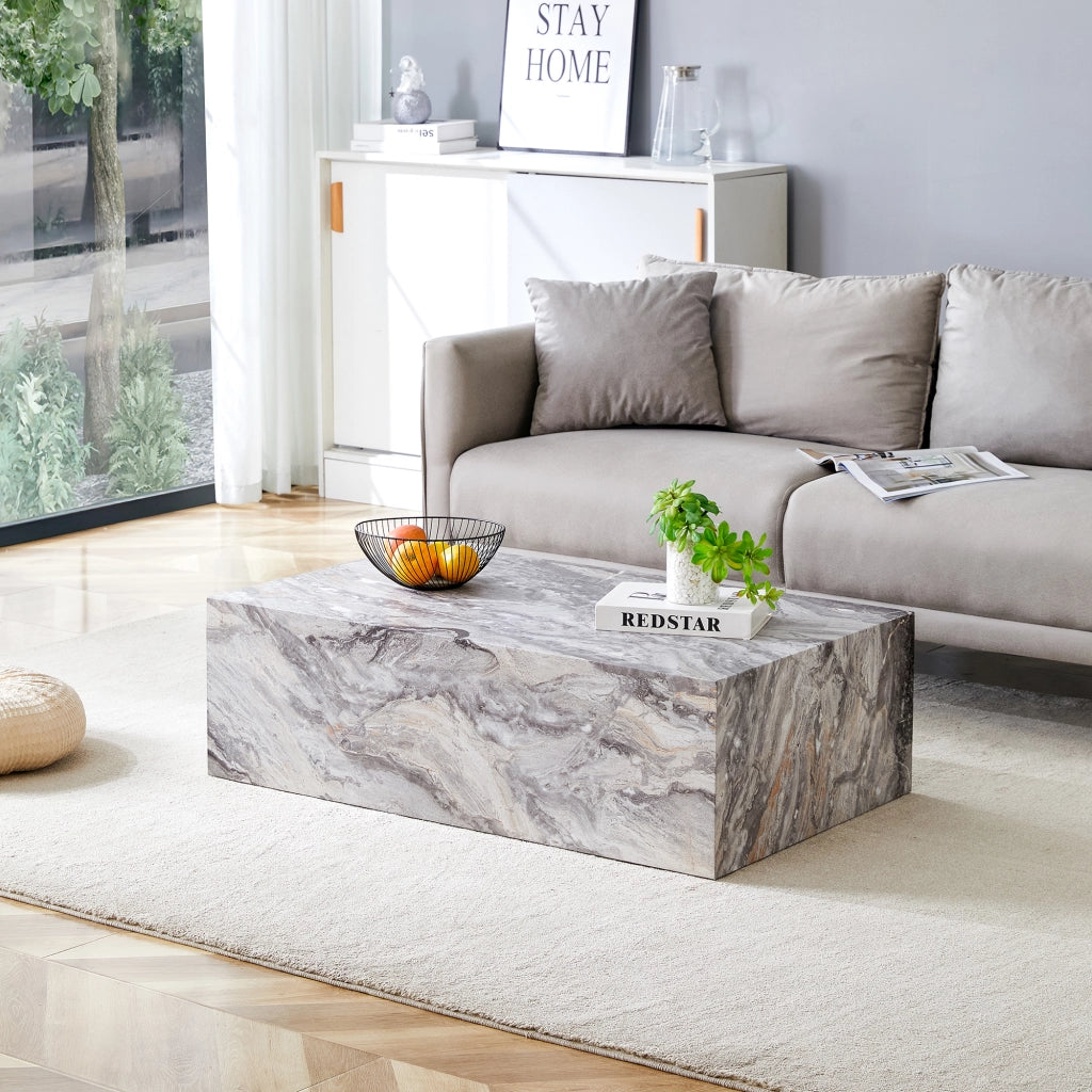 TAVOLINO DA SALOTTO 90x50x30 cm Grigio Effetto Marmo MDF