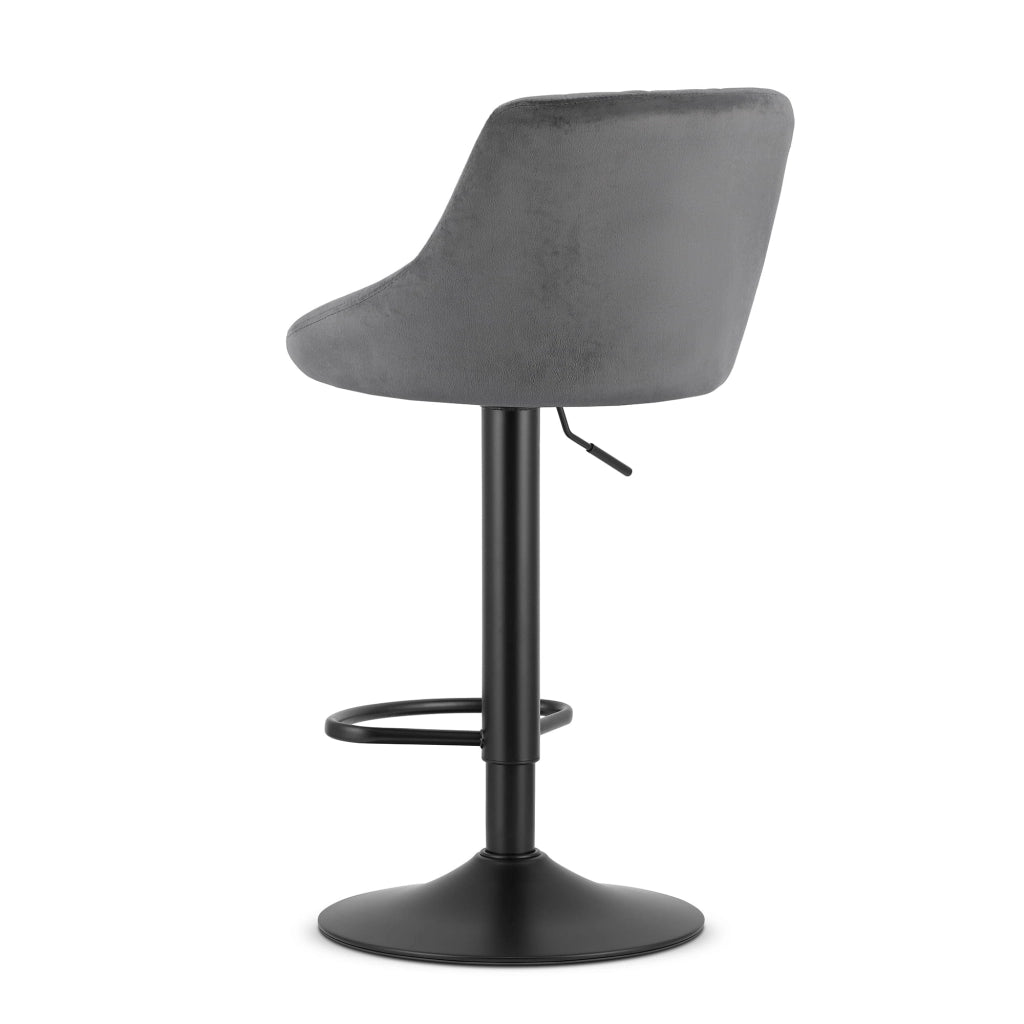 Sgabello girevole Valora DAKA in velluto grigio con base nera
