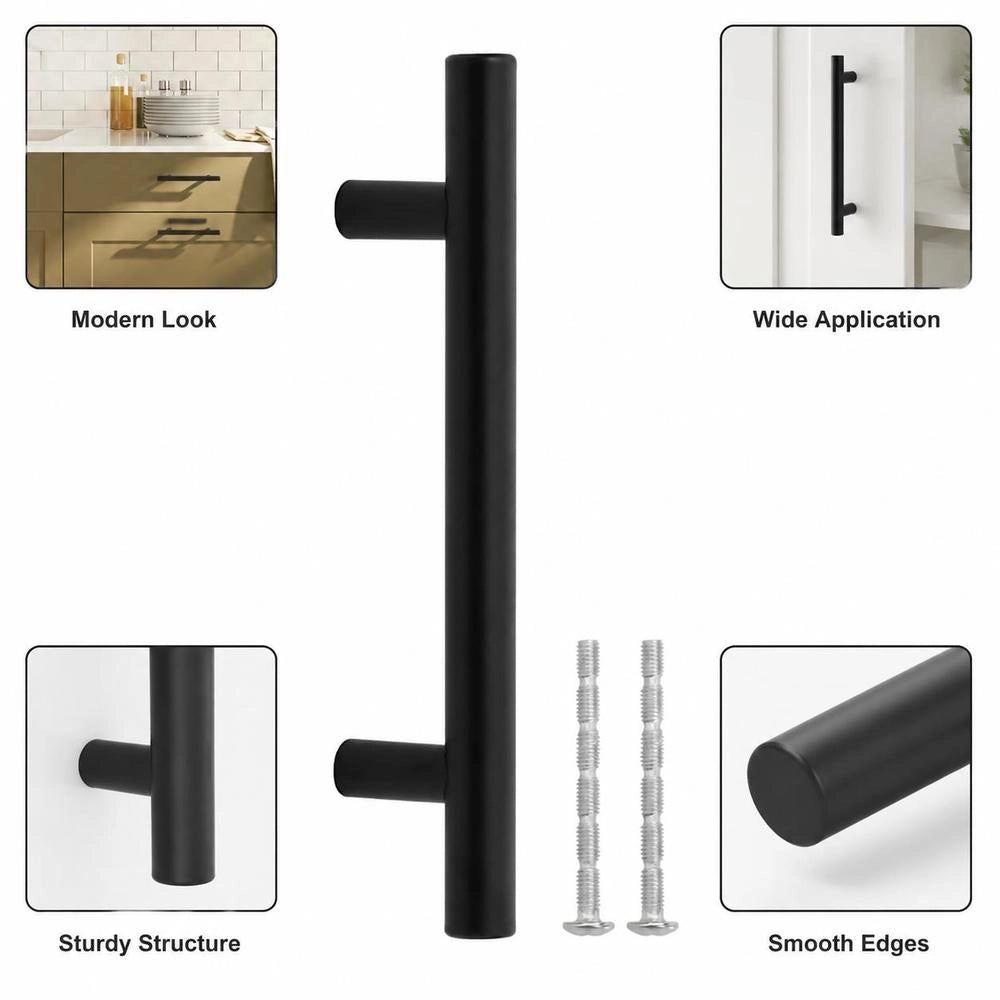Furniture Handles, 10 Pieces, Black, 96 Mm, Stainless Steel
