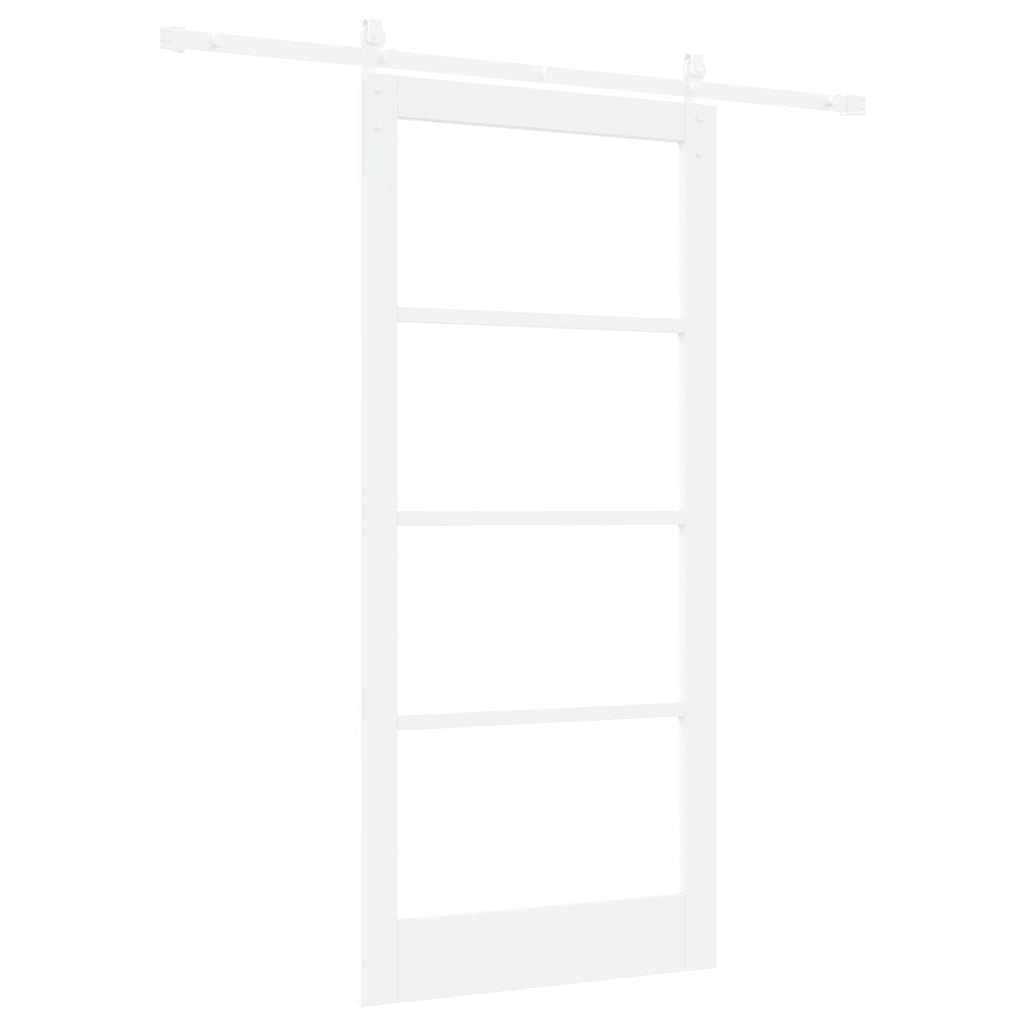 Porta Scorrevole con Set Hardware 'ORKDAL'Legno Massello Bianco e Vetro