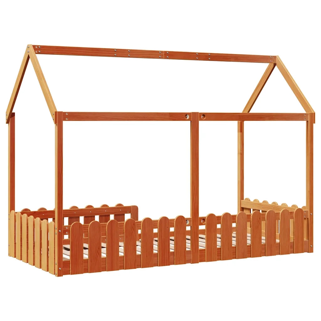 Giroletto Casetta Bambini Marrone Cera 90x190 cm Massello Pino