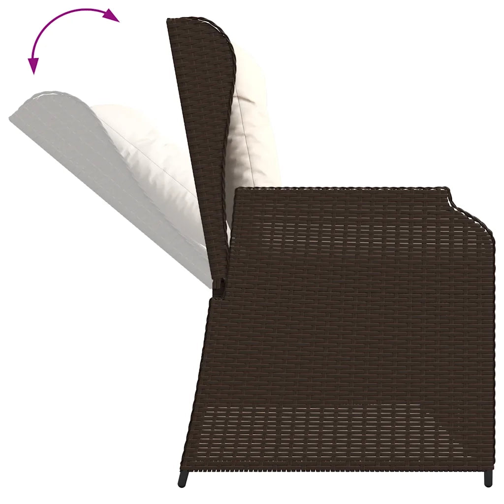 Panca Reclinabile da Giardino con Cuscini-Sgabello-Sedia da esterno Marrone in Polyrattan 485109