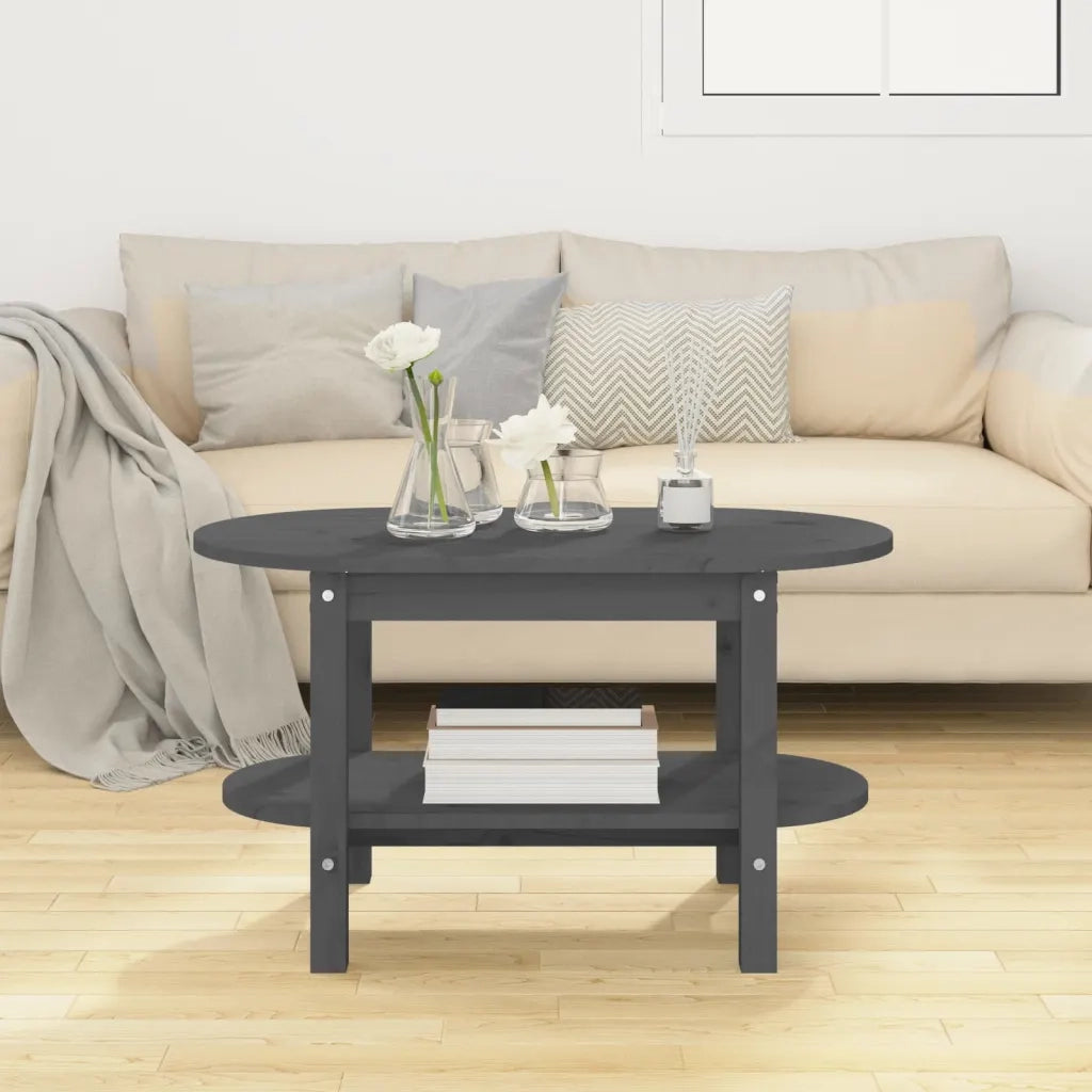 Tavolino da salotto | Tavolino da caff¨¨ | Tavolino da Soggiorno Grigio 80x45x45cm in Legno Massello di Pino