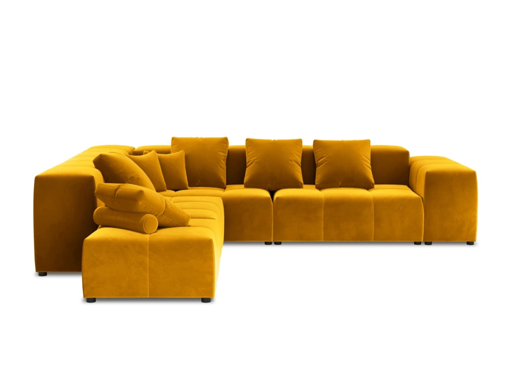 Cosmopolitan Design - Divano angolare modulare reversibile "Rome" 7 posti in velluto giallo 
