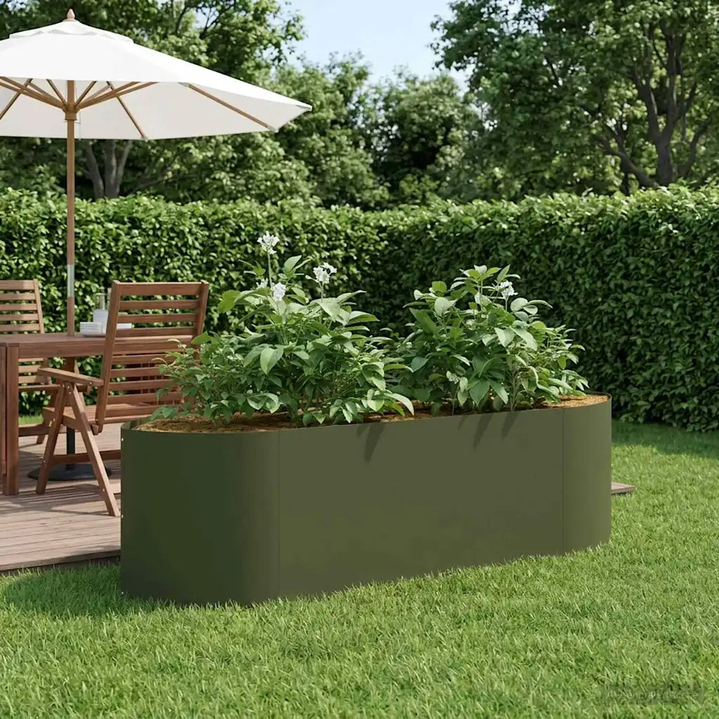 Letto rialzato da giardino Verde Oliva 140 x 40 x 40 cm Acciaio 8011715