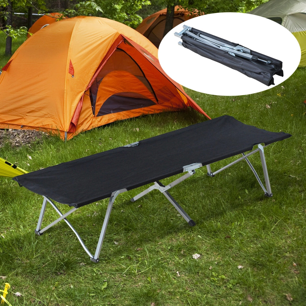Letto Pieghevole per Campeggio con Telaio in Metallo ¨C Minimal ¨C Nero 193x64x40 cm