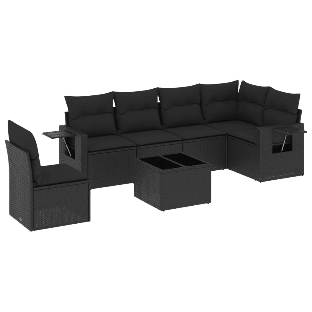 Set Divani da Giardino con Cuscini 7pz Nero Polyrattancod mxl 88377