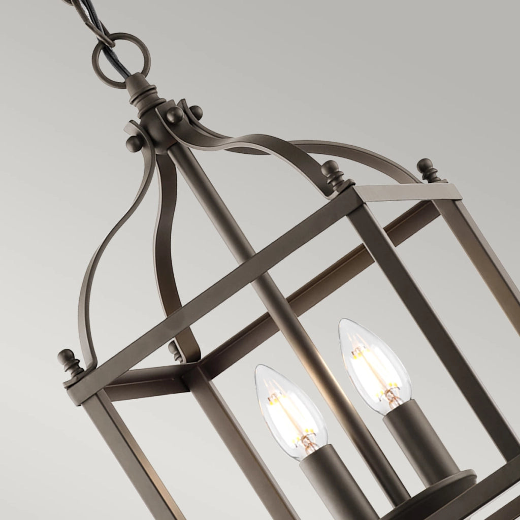 Lampadario Larkin stile candela bronzo antico 2xE14 Kichler