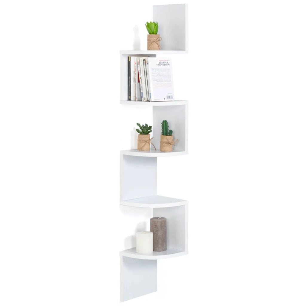 IDMarket - Scaffale angolare a parete a 5 livelli bianco ISA