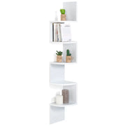 IDMarket - Scaffale angolare a parete a 5 livelli bianco ISA
