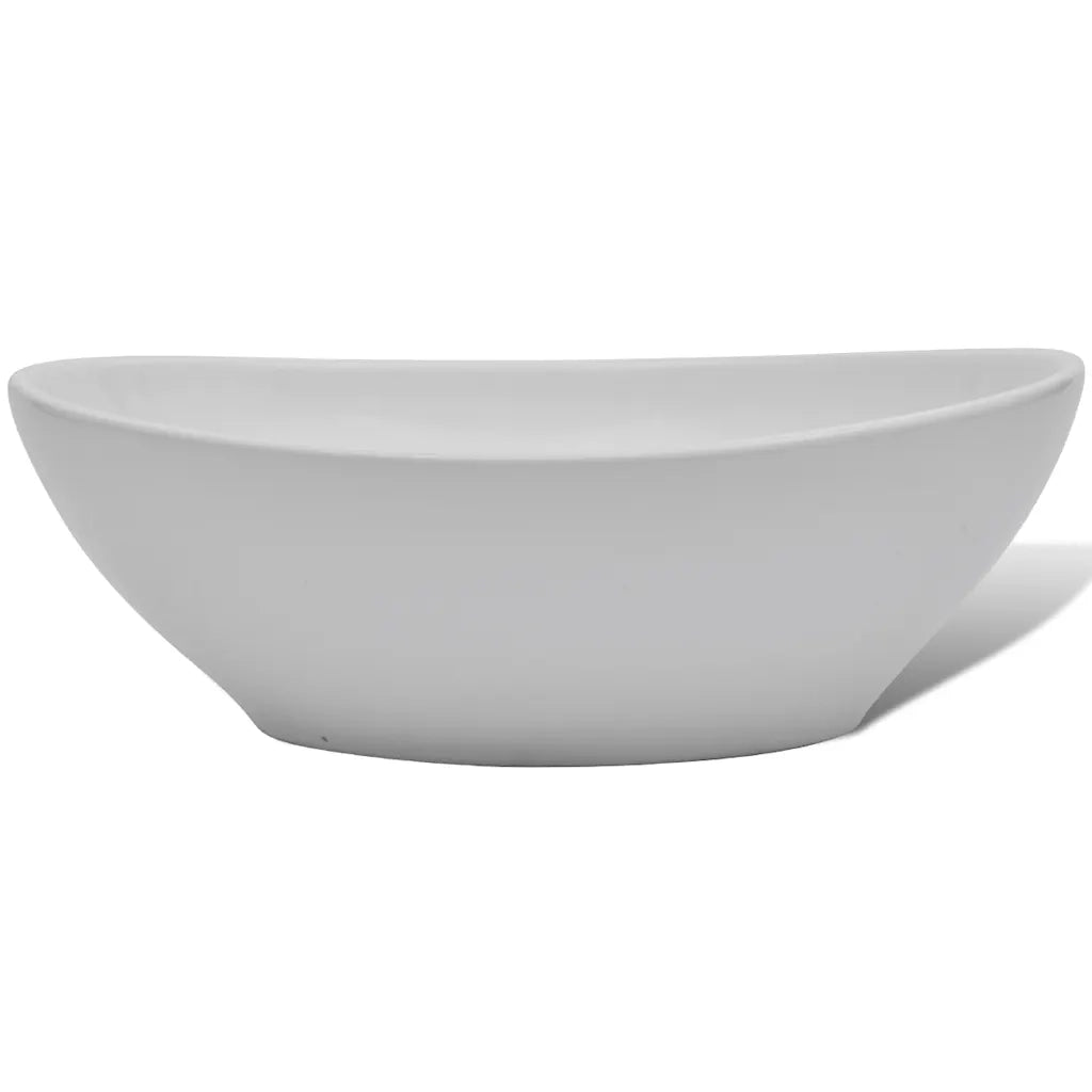 Lavello-Lavandino-Lavabo in Ceramica Bianco Ovale 40 x 33 cm