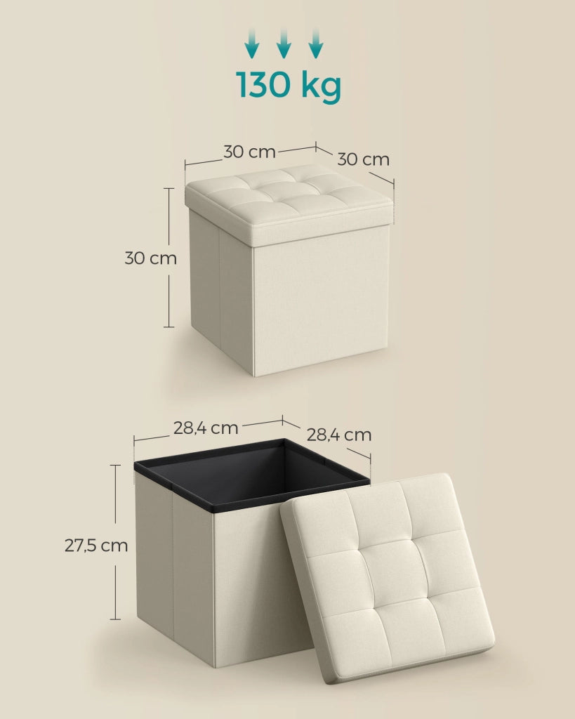 Valora PUFA LSF028W01 Pouf Organizer Bianco Crema MDF Storage