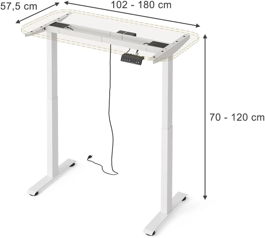 Gambe per tavolo Elevate, Bianco, 2 motori, adatto per superfici di lavoro regolabili in altezza nell'home office