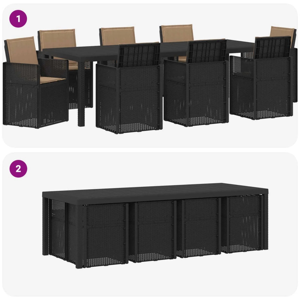 Set da Pranzo per Giardino 9 pcs Antracite e Tortora PP 3430089