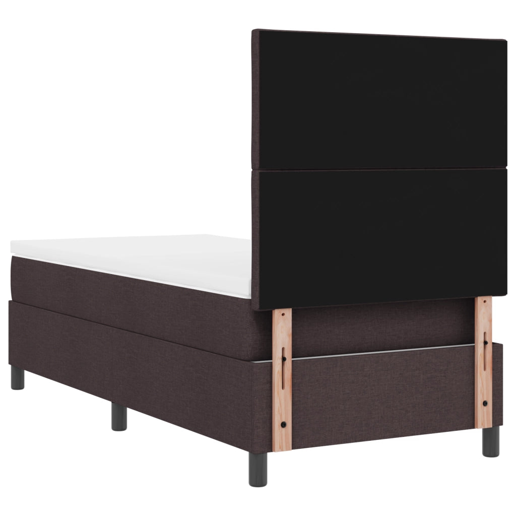 Letto a Doghe con Materasso e LED Marrone Scuro 100x200 cm Tessuto
