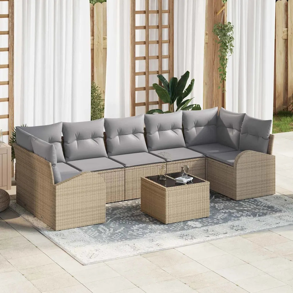 Set Divano da Giardino 8 pcs Beige e grigio 289 x 124 x 69 cm 3354629