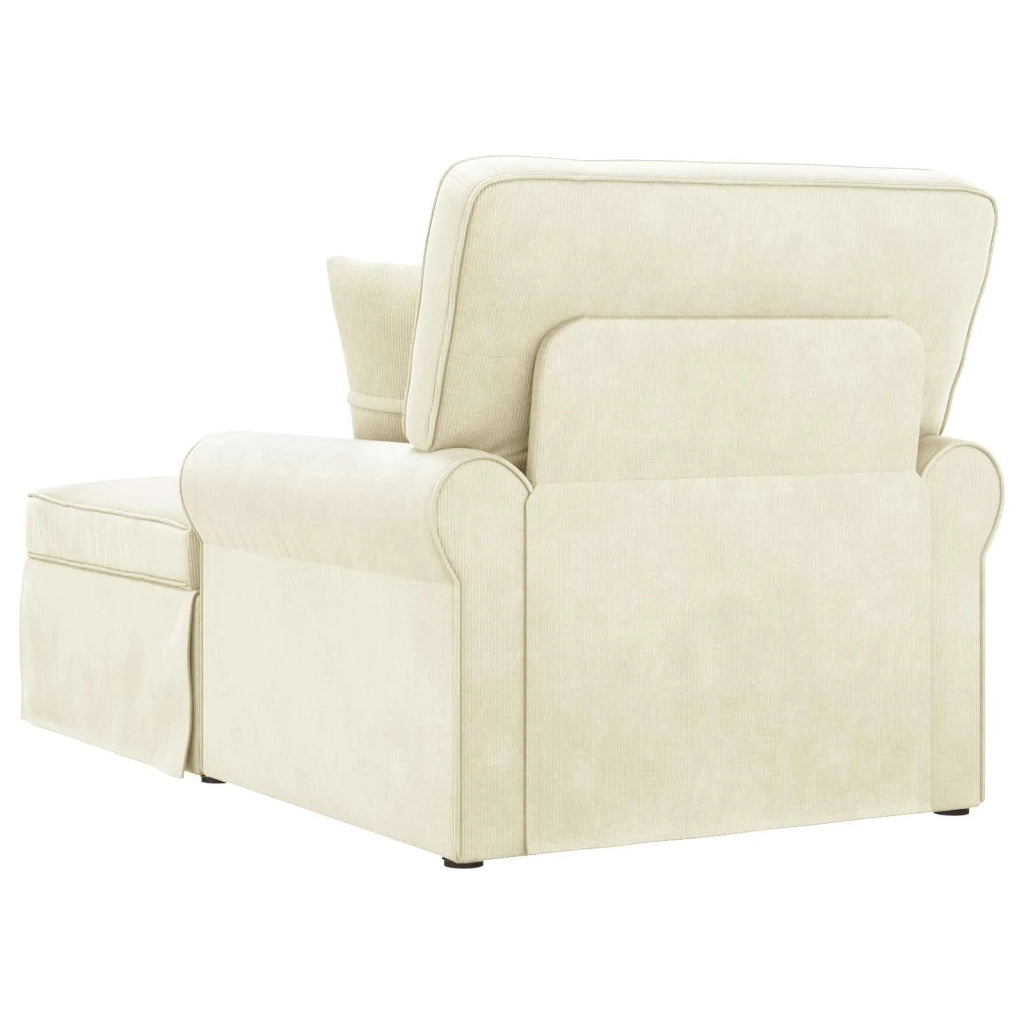 Chaise Longe con Gonna con cuscino 3 pcs Crema Tessuto in Cords