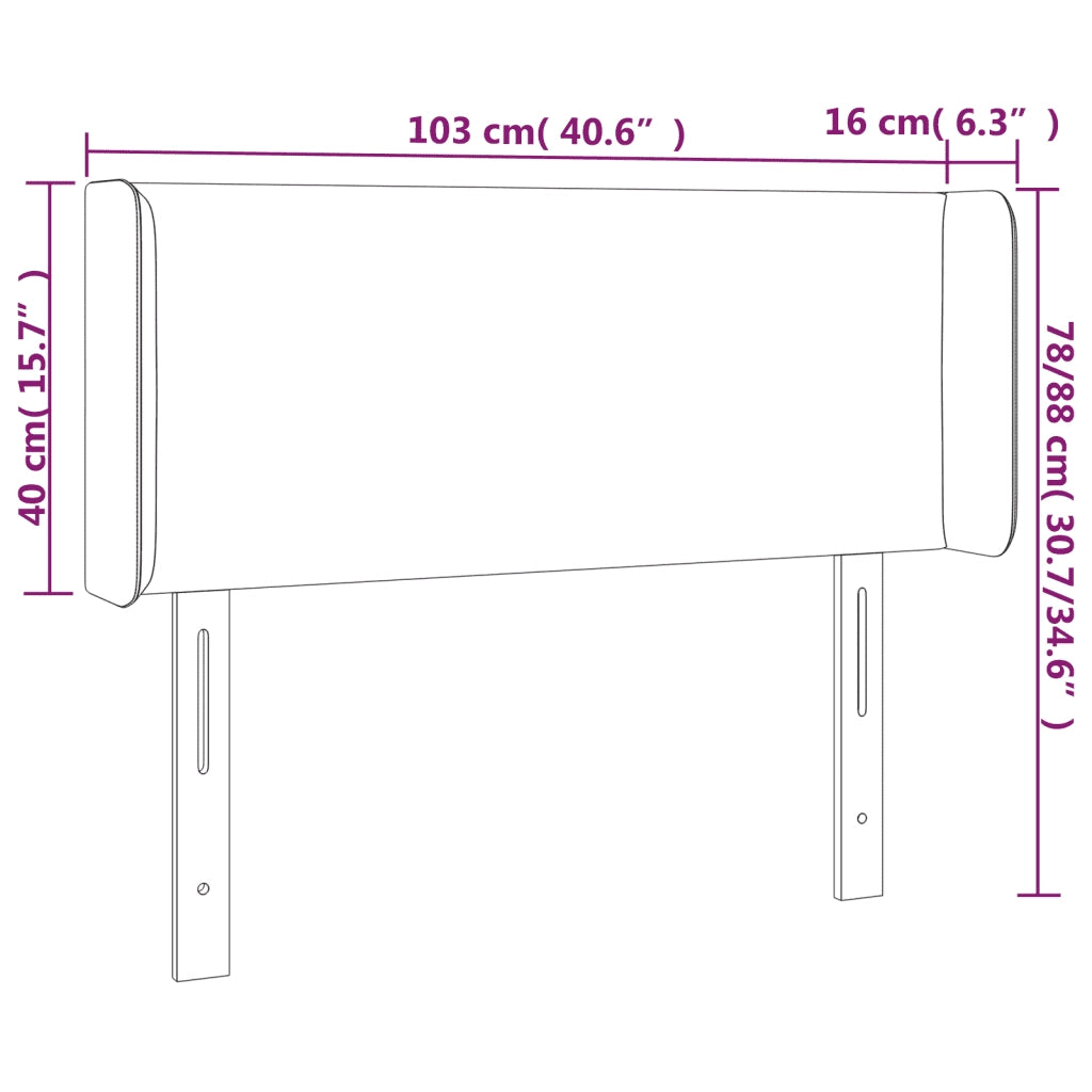 Testiera ad Orecchio Grigio Scuro 103x16x78/88 cm in Velluto 3118531