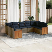 Set Divani da Giardino 9 pz con Cuscini Grigio in Polyrattan 3227958