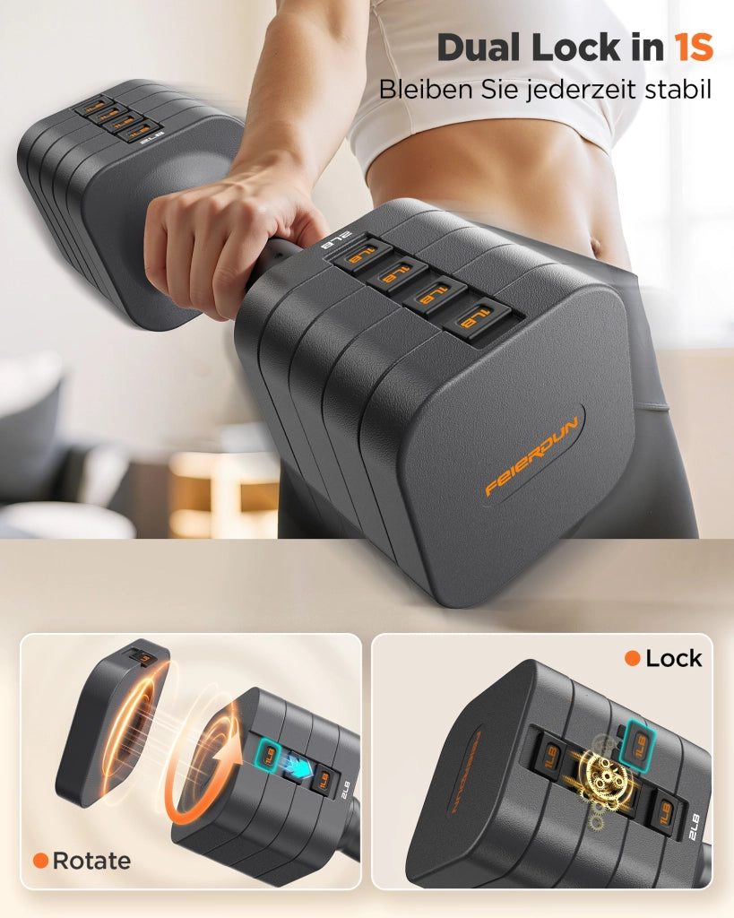 Set Manubri Regolabili 5-in-1 ¨C Xylo ¨C 9 kg, 2 Pezzi per Home Gym e Allenamento Esterno