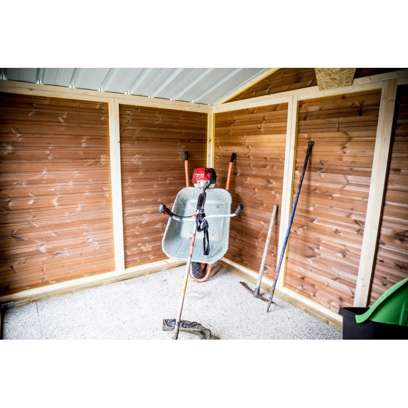 Casetta da giardino in legno termo-trattato 19 mm – 316x240 cm – tetto acciaio e porta finestrata – THE3224.02T Foresta
