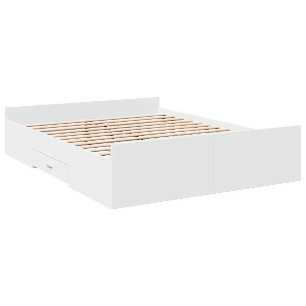 vidaXL Giroletto con Cassetti Bianco 140x200 cm in Legno Multistrato