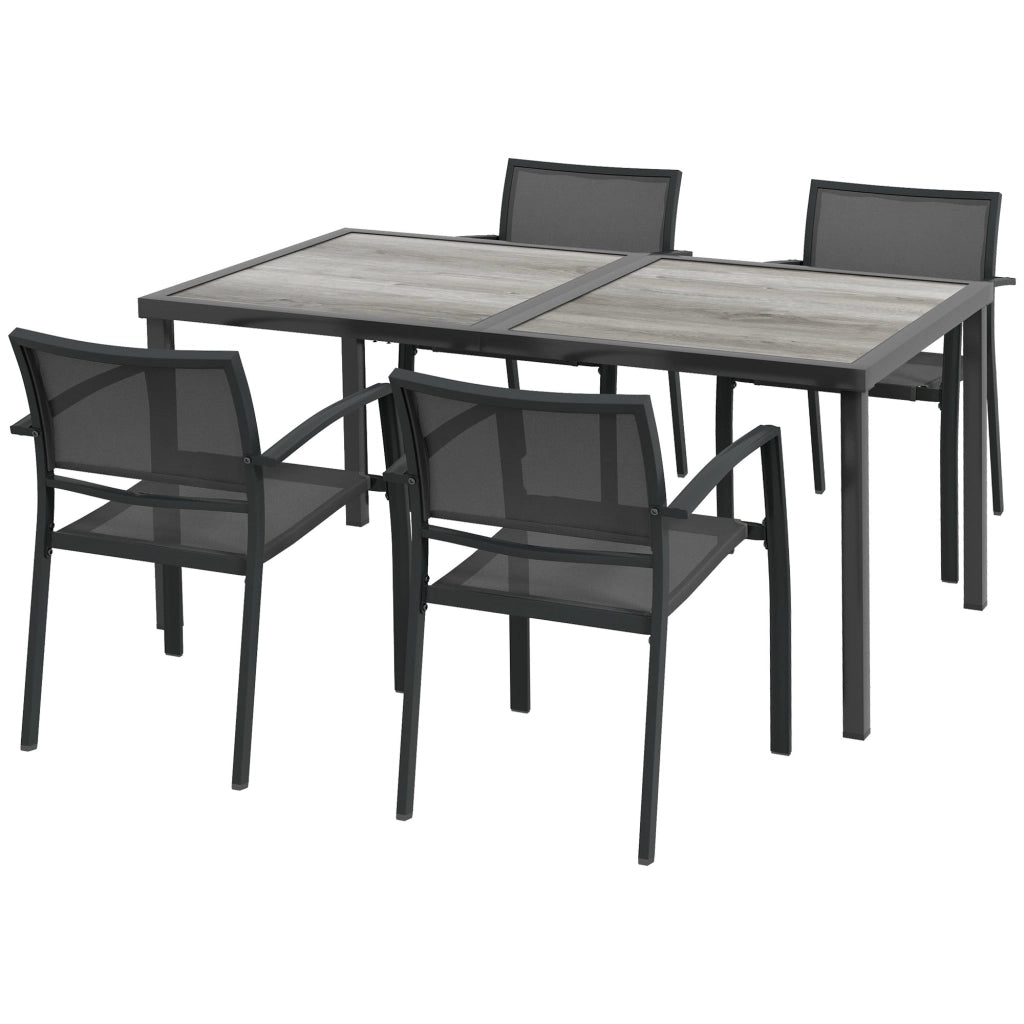 Set Giardino Sedia Tavolo 4 Posti ¨C zephmum ¨C Grigio 150x87x72 cm