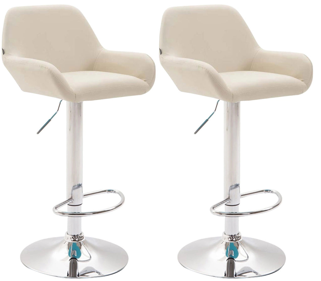 Set 2 Sgabelli Bar Braga In Similpelle crema,cromo