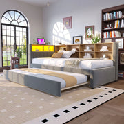 Letto singolo con letto estraibile 90x200 cm grigio scuro