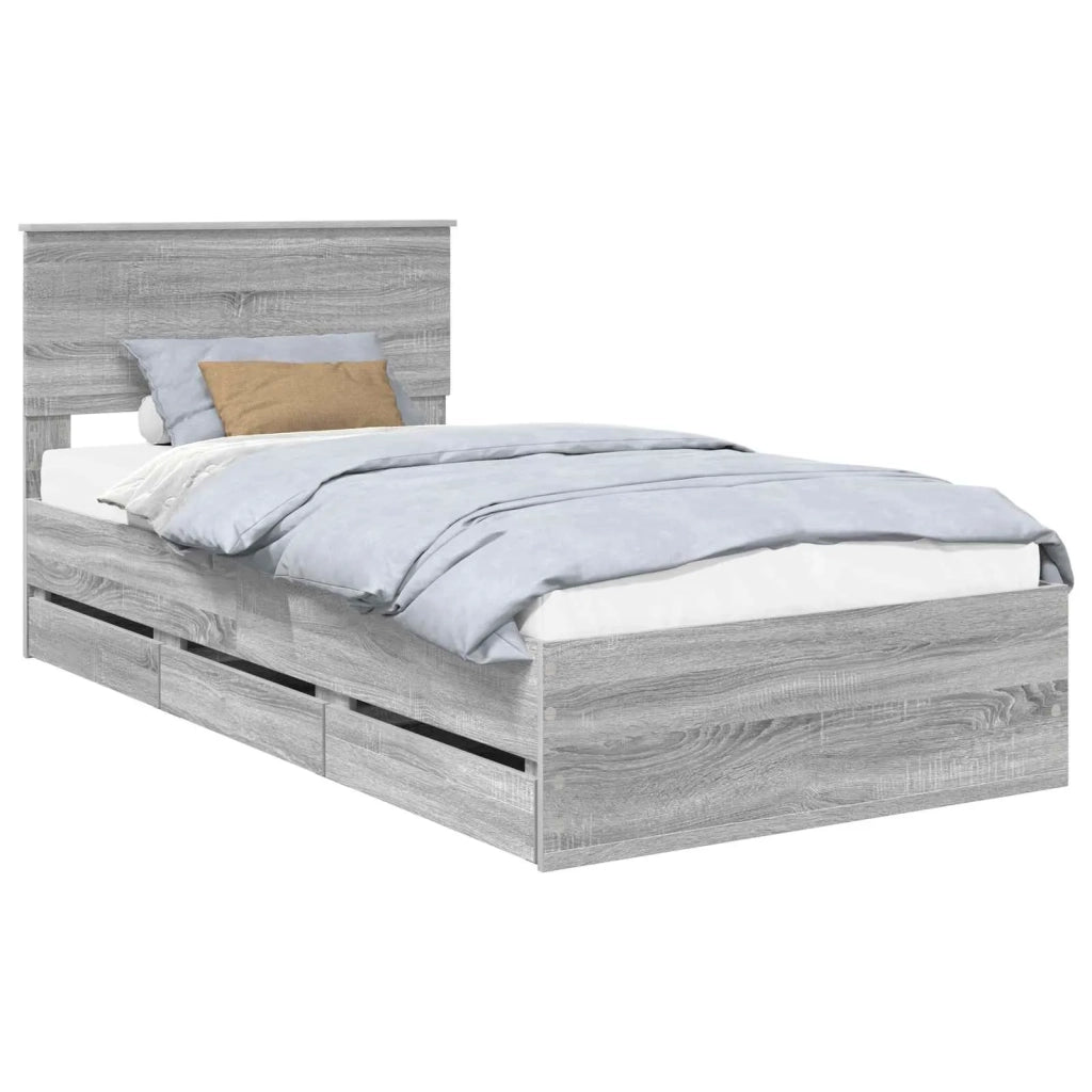 Struttura del letto con cassetto Grigio Sonoma 100 x 200 cm