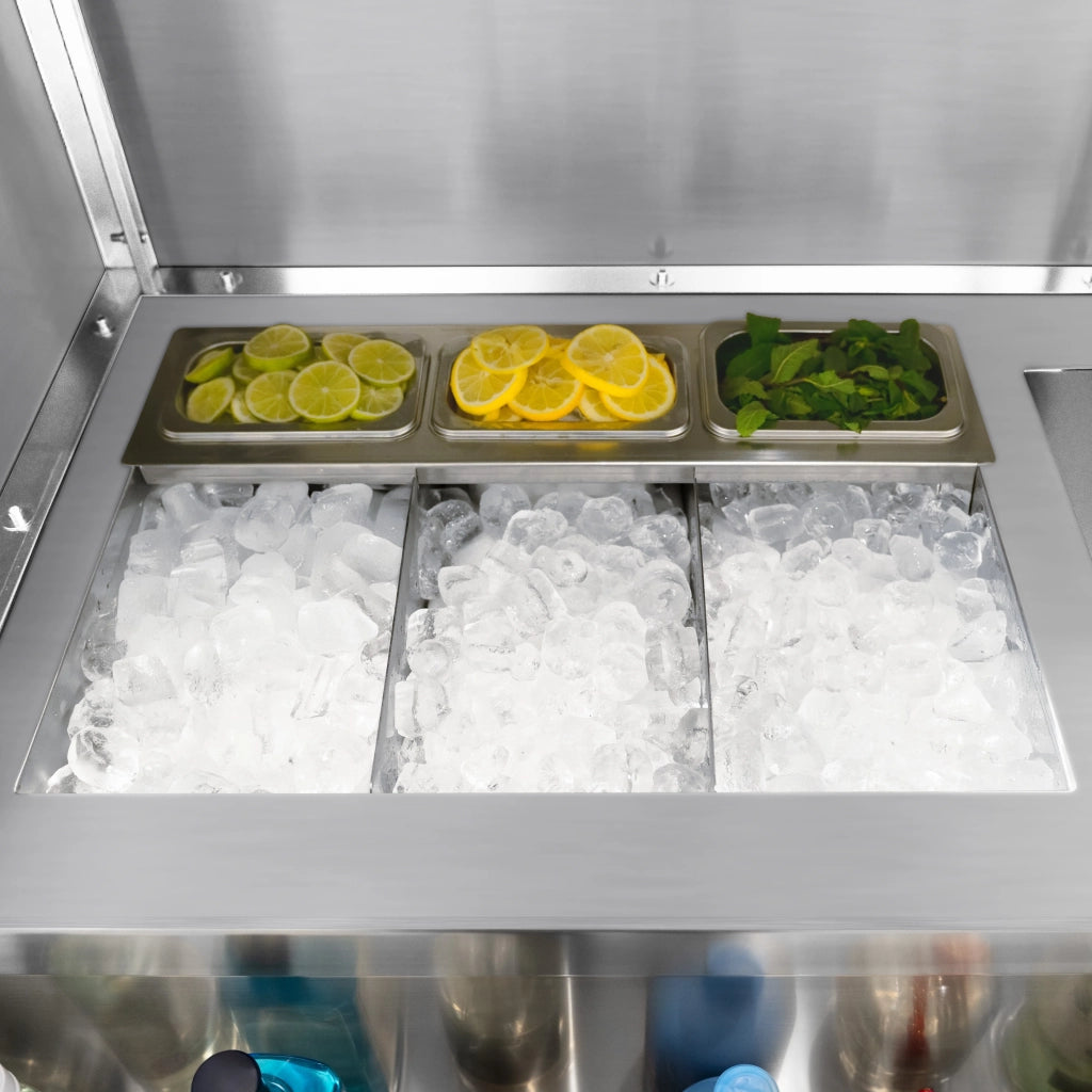 Postazione Mobile da Cocktail – Bancone, Acciaio Inox, Pozzo Ghiaccio Isolato