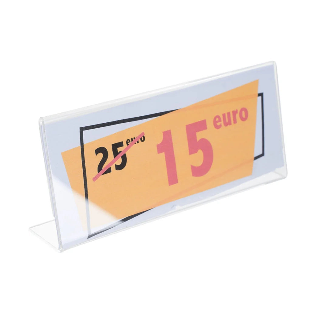 Segnaposto in plexiglass con base a L portanome eventi congressi - 5.5 x 8.5 x 3