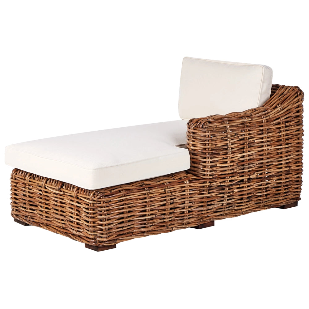 Divano da giardino in rattan naturale per esterni a 3 posti con cuscini bianchi in vimini, soggiorno tradizionale Boho
