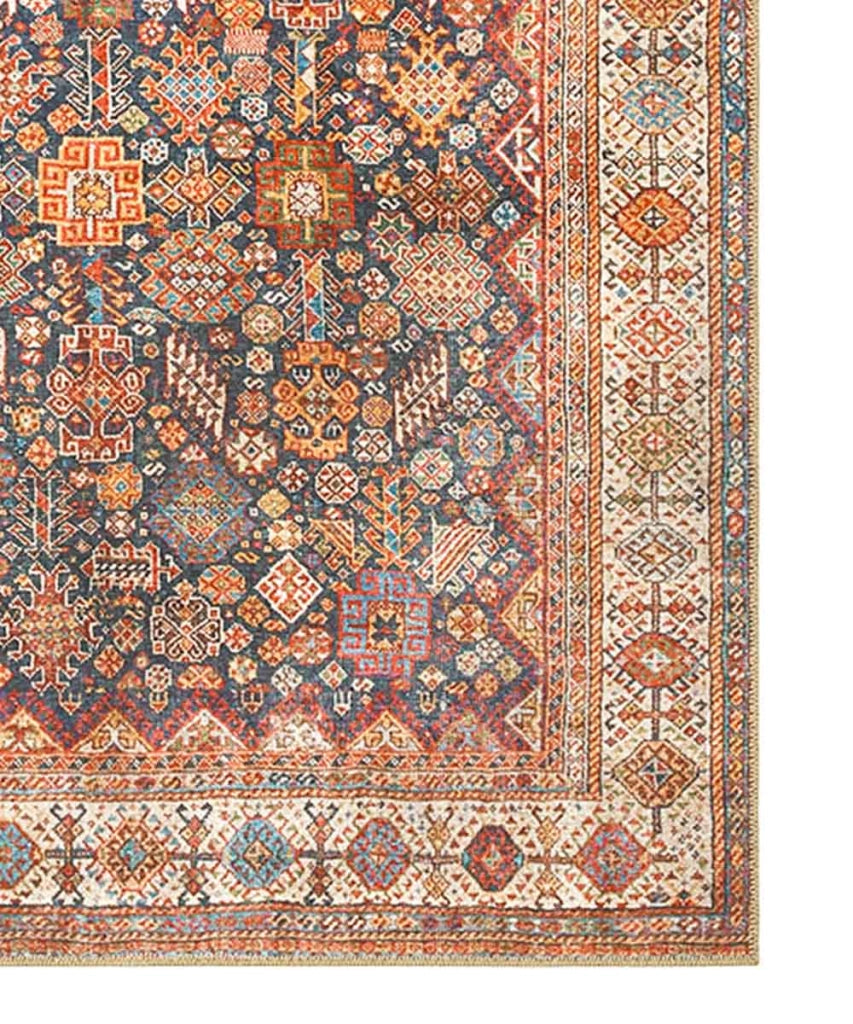 Tappeto arredo casa ORIENTAL SAROUK BLU MULTICOLORE cm.190x290 riproduzione disegno persiano classico in stile vintage. Tappeto lavabile per salotto, soggiorno, camera da letto.