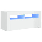 Mobile TV multimediale mensola TV credenza mobile TV per sala da pranzo soggiorno camera da letto con luci LED finitura lucida 90 x 35 x 40 cm bianco 02_0026661