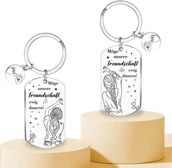 Sostituti di Chiave 2 pezzi - Sostituto di Chiave Personalizzato - Acciaio Inossidabile - Regalo di Compleanno - Amicizia - Design Incantato - Anello di Chiave
