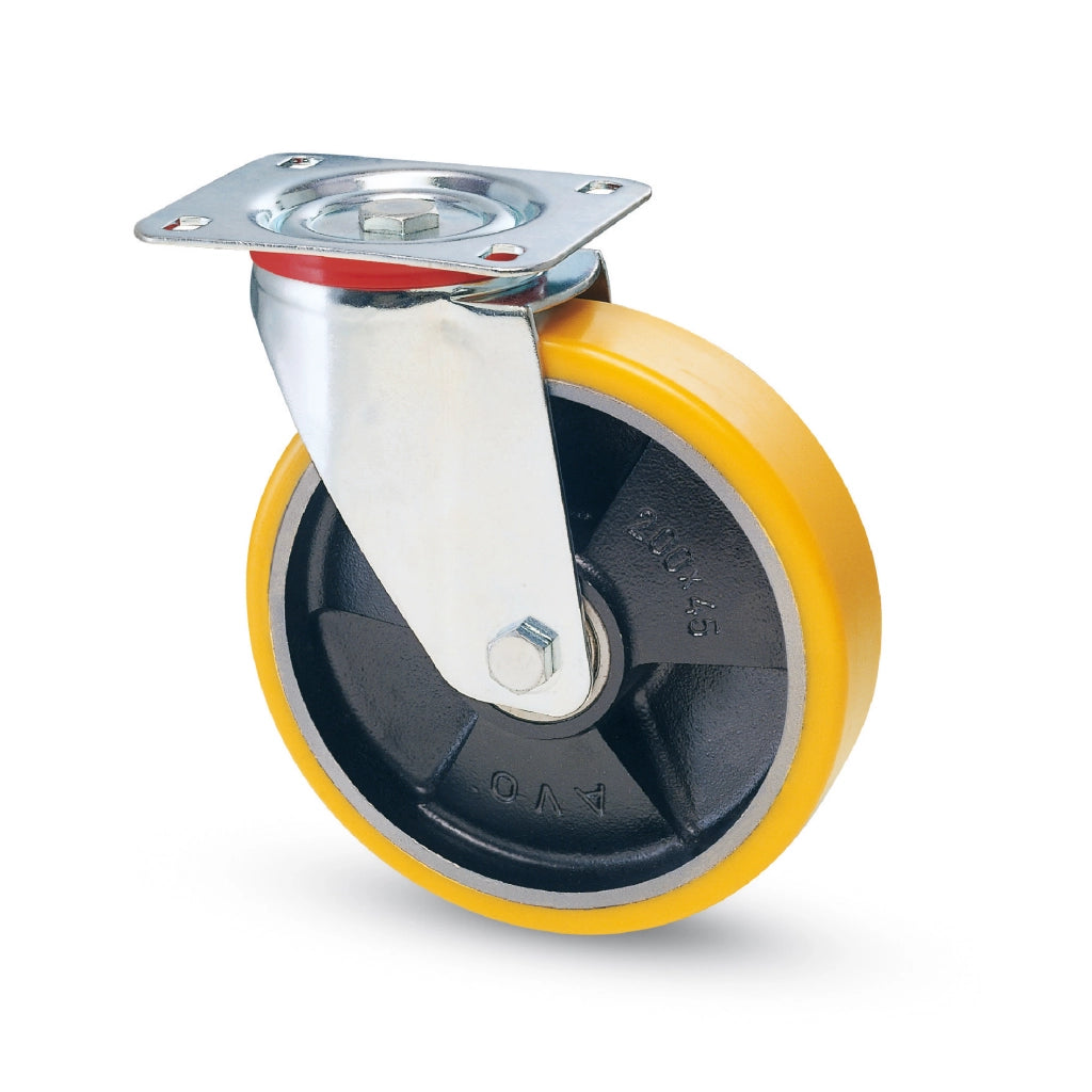 Avo RUOTA GIREVOLE PER CARRELLI POLIURETANO art.22 mm.150-piastra mm.100x85