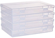 Organizzatore in plastica - 4 pezzi - Cassa trasparente - Coperchio scorrevole - Ideale per piccoli laboratori - 17 x 10,5 x 2,5 cm - Scatola di archiviazione