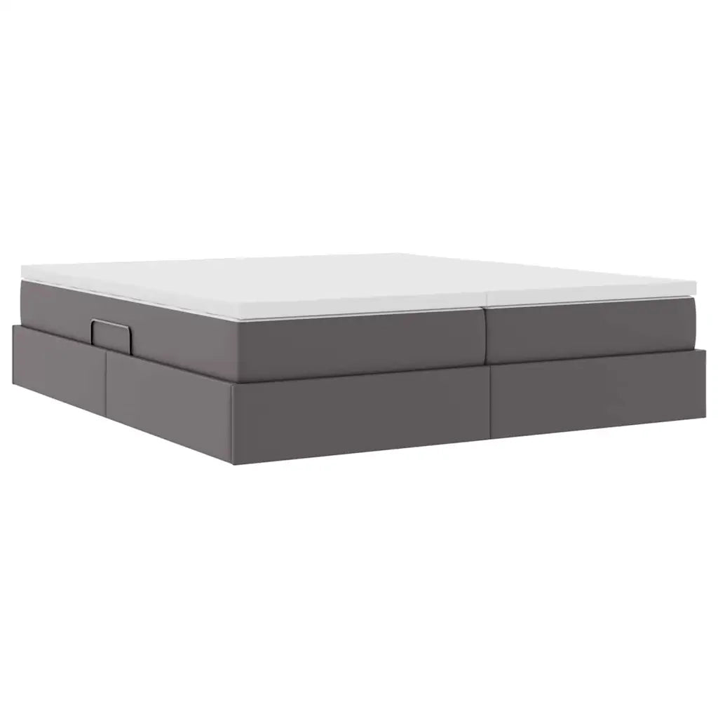 Letto con contenitore e materasso Grigio 200 x 200 cm