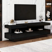 Mobile TV nero lucido 160 cm con LED Bluetooth e 3 vani in vetro