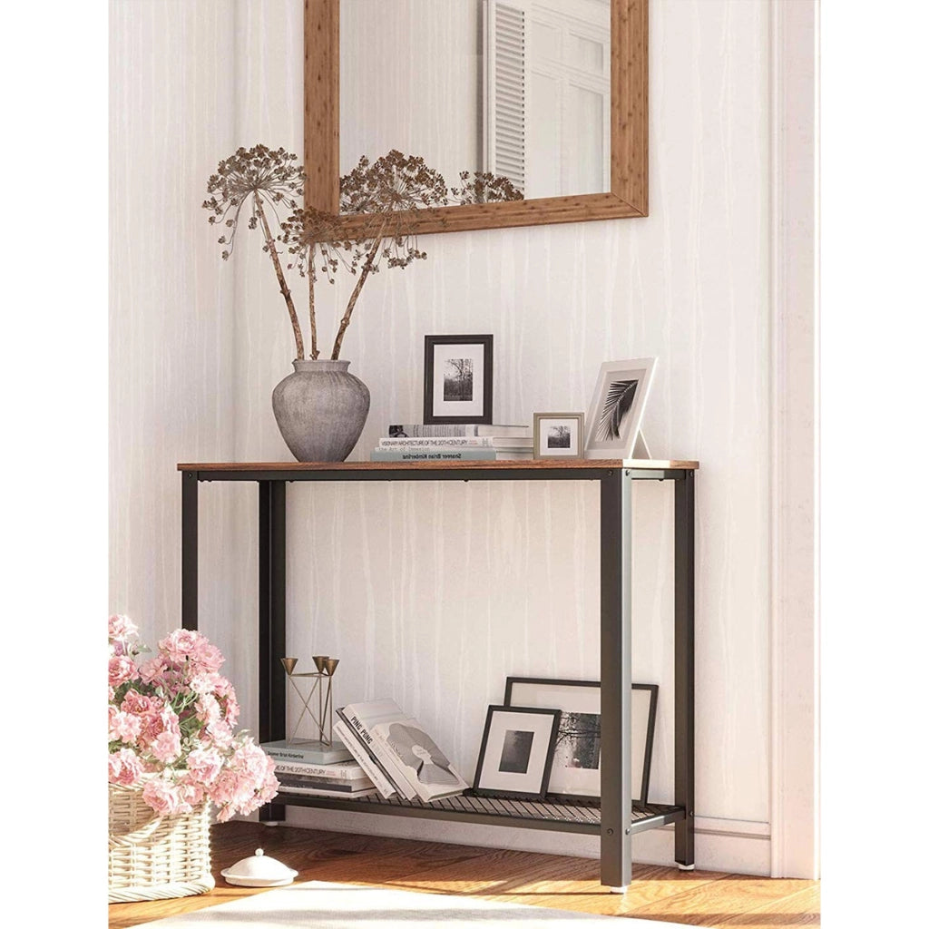 Console ingresso stile industriale in truciolato e metallo 101,5x35x80 cm