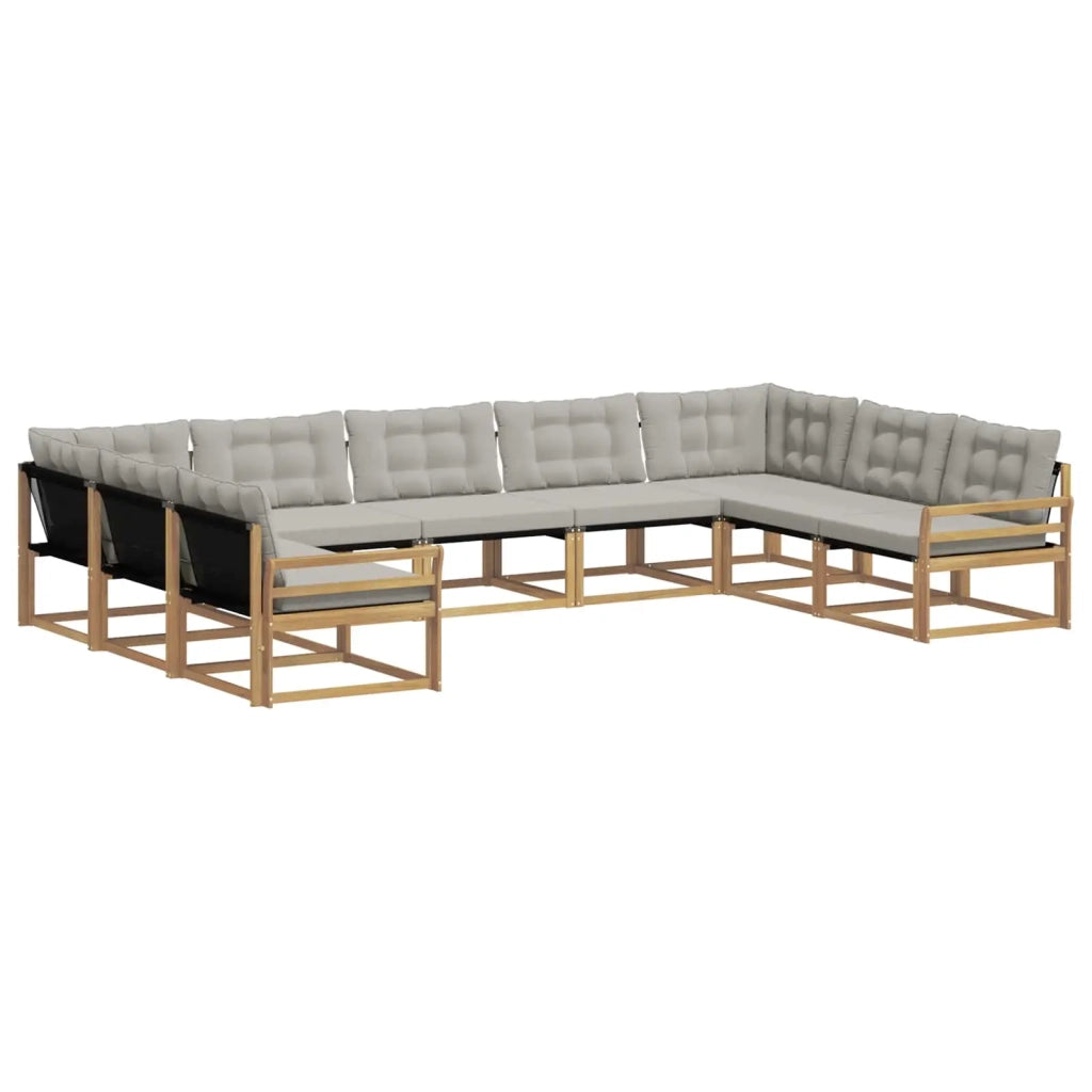 Set di divani da esterno 9 pz Bianco e Grigio Chiaro 3389069