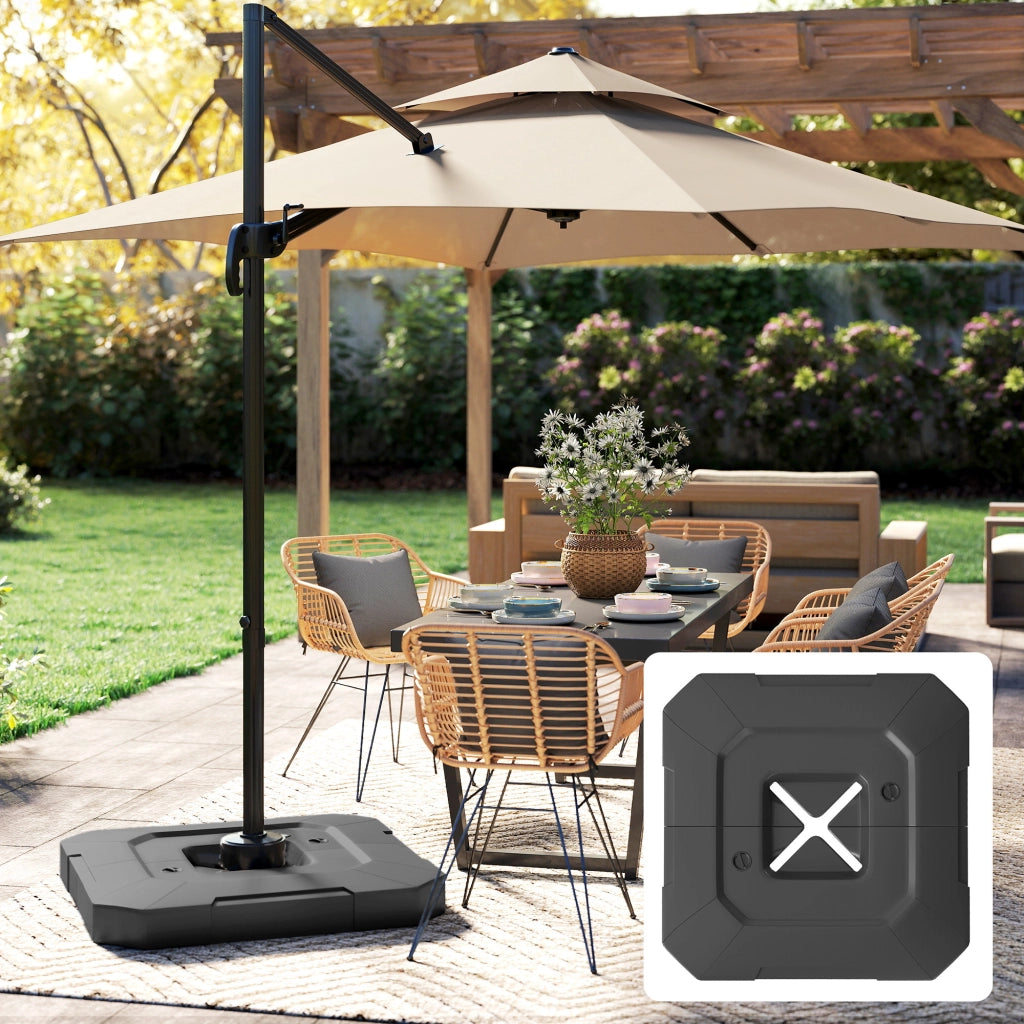 Base per Ombrellone a Sbalzo ¨C zephmum ¨C 2 Pezzi, HDPE, Riempibile, 101x101x12 cm, Nero