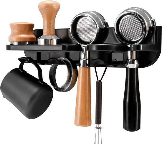 Organizzatore di Accessori - Raccoglitore di Strumenti - Impostazione per Espresso - Comparto di Salva Spazio per Parete - 32 cm - Nero