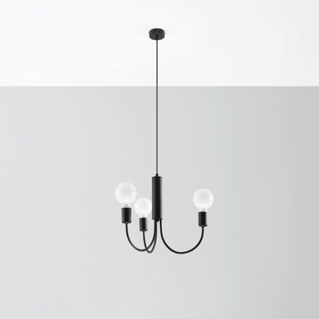 Lampadario Crimson Piccolo a 3 luci in acciaio nero E27 LED Max 15W