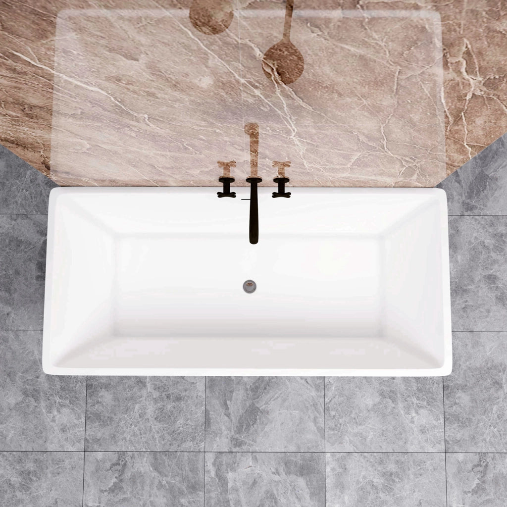 Vasca da Bagno a Isola 150x72x56 cm Vasca da Bagno Freestanding in Acrilico Bianco Rettangolare