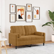 Divano a 2 Posti con Cuscini-Sofa 2 Posti con Cuscini Marrone 120 cm in Velluto 248479